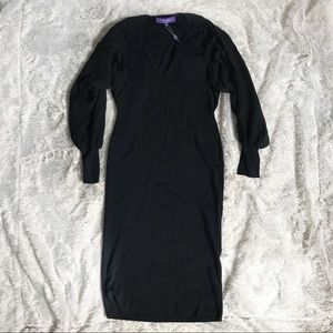 NWT Ralph Lauren Black Dress Silk Billowy Sleeves
